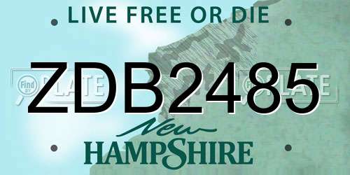 ZDB2485 New Hampshire License Plate