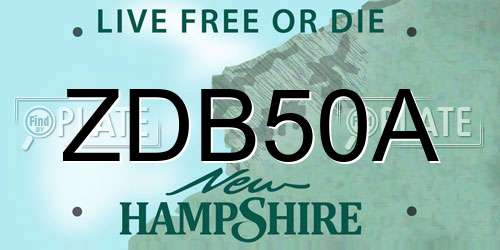 ZDB50A New Hampshire License Plate