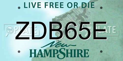 ZDB65E New Hampshire License Plate