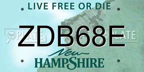 ZDB68E New Hampshire License Plate