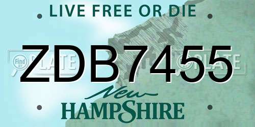 ZDB7455 New Hampshire License Plate