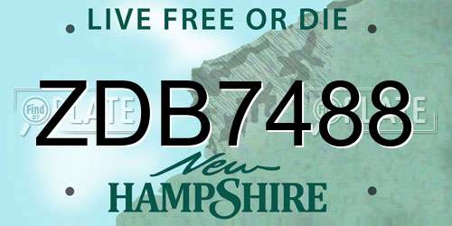 ZDB7488 New Hampshire License Plate