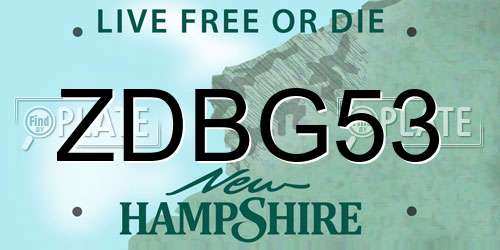 ZDBG53 New Hampshire License Plate