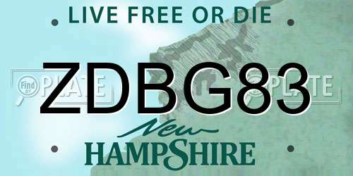 ZDBG83 New Hampshire License Plate