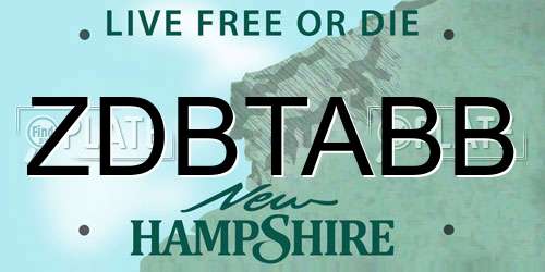 ZDBTABB New Hampshire License Plate