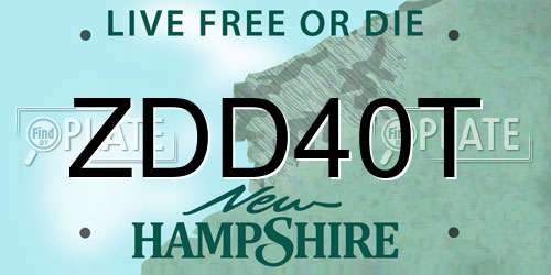 ZDD40T New Hampshire License Plate