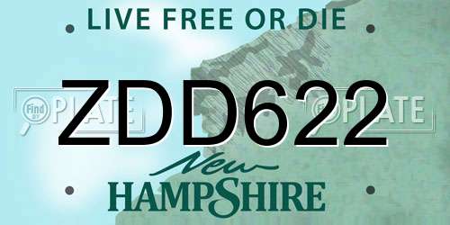 ZDD622 New Hampshire License Plate
