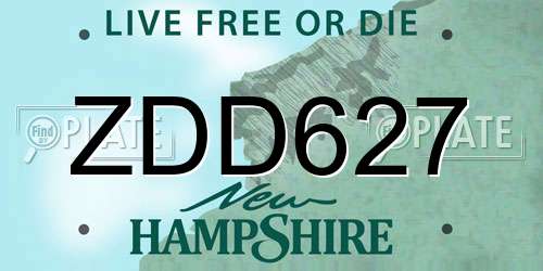 ZDD627 New Hampshire License Plate