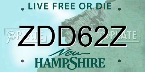 ZDD62Z New Hampshire License Plate