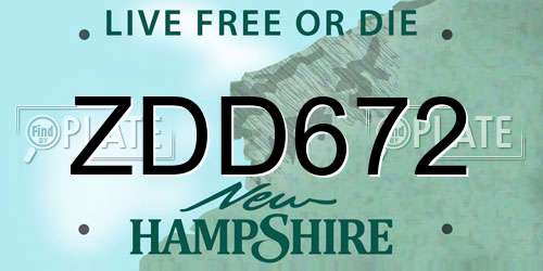 ZDD672 New Hampshire License Plate