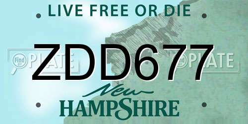 ZDD677 New Hampshire License Plate