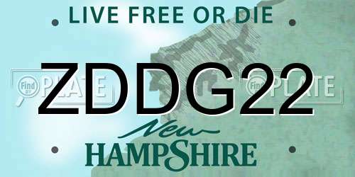 ZDDG22 New Hampshire License Plate