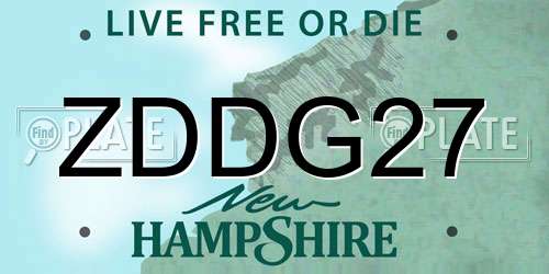 ZDDG27 New Hampshire License Plate