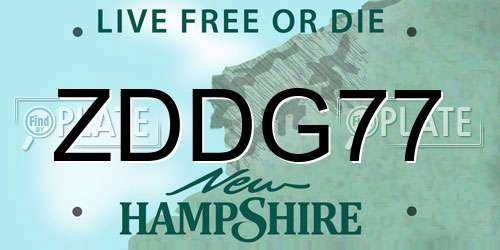 ZDDG77 New Hampshire License Plate
