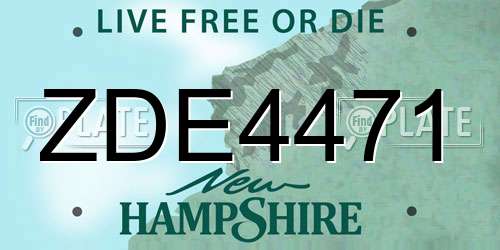 ZDE4471 New Hampshire License Plate