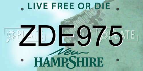 ZDE975 New Hampshire License Plate