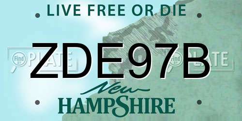 ZDE97B New Hampshire License Plate
