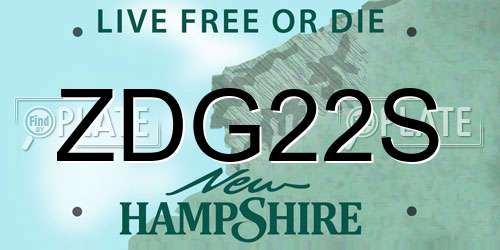ZDG22S New Hampshire License Plate