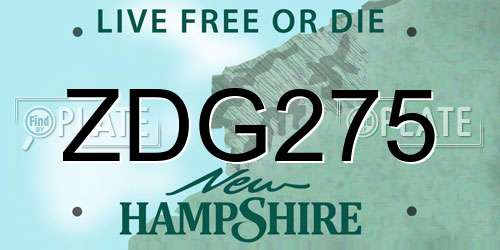 ZDG275 New Hampshire License Plate