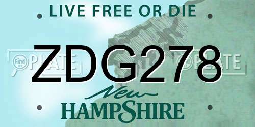 ZDG278 New Hampshire License Plate