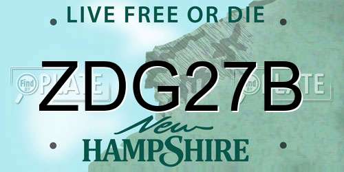 ZDG27B New Hampshire License Plate