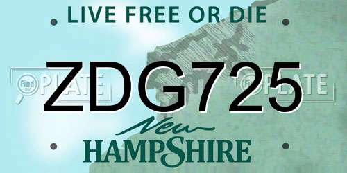 ZDG725 New Hampshire License Plate