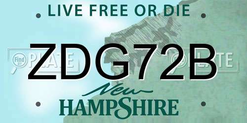 ZDG72B New Hampshire License Plate
