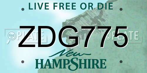 ZDG775 New Hampshire License Plate