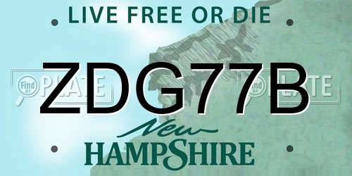 ZDG77B New Hampshire License Plate