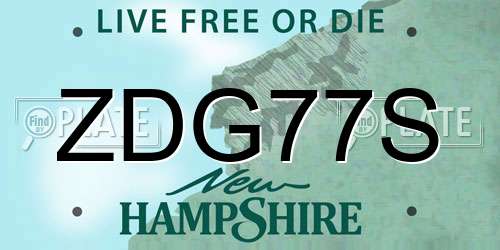 ZDG77S New Hampshire License Plate