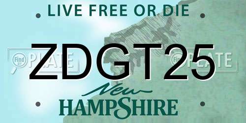 ZDGT25 New Hampshire License Plate