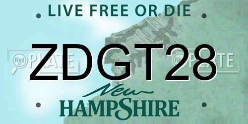 ZDGT28 New Hampshire License Plate