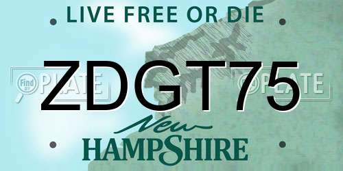 ZDGT75 New Hampshire License Plate
