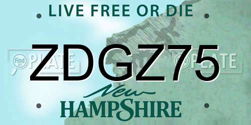 ZDGZ75 New Hampshire License Plate