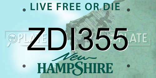 ZDI355 New Hampshire License Plate