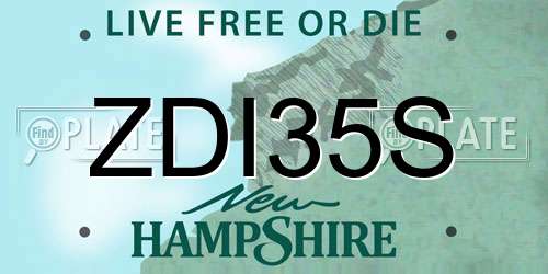 ZDI35S New Hampshire License Plate