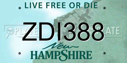 ZDI388 New Hampshire License Plate