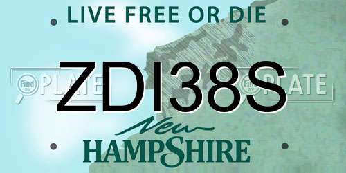 ZDI38S New Hampshire License Plate