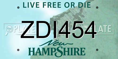 ZDI454 New Hampshire License Plate