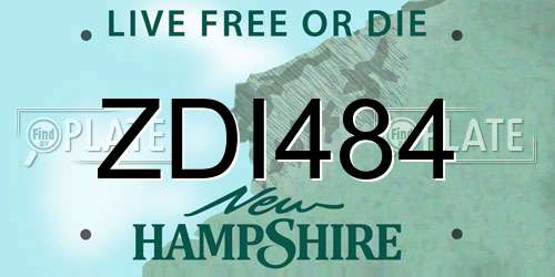 ZDI484 New Hampshire License Plate