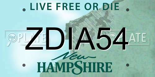 ZDIA54 New Hampshire License Plate