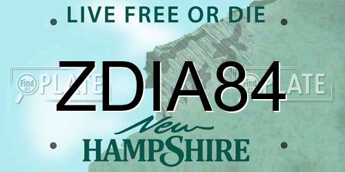ZDIA84 New Hampshire License Plate