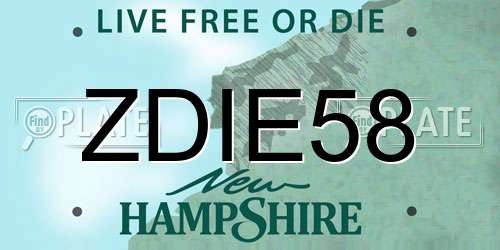 ZDIE58 New Hampshire License Plate