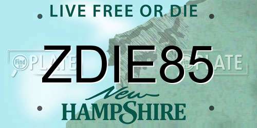 ZDIE85 New Hampshire License Plate