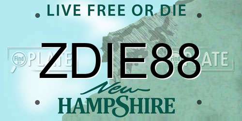 ZDIE88 New Hampshire License Plate
