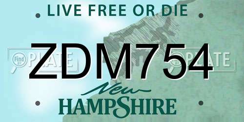 ZDM754 New Hampshire License Plate