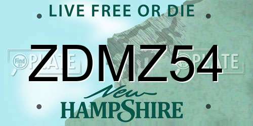 ZDMZ54 New Hampshire License Plate
