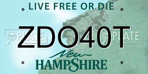ZDO40T New Hampshire License Plate