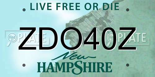 ZDO40Z New Hampshire License Plate