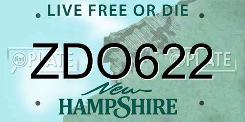 ZDO622 New Hampshire License Plate
